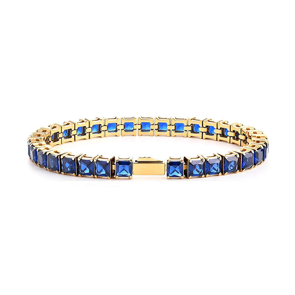 Stainless Steel Tennis Chain Bracelet Square Zircon Light Luxury Jewelry