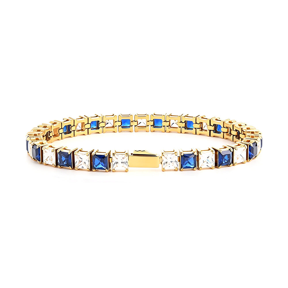 Stainless Steel Tennis Chain Bracelet Square Zircon Light Luxury Jewelry