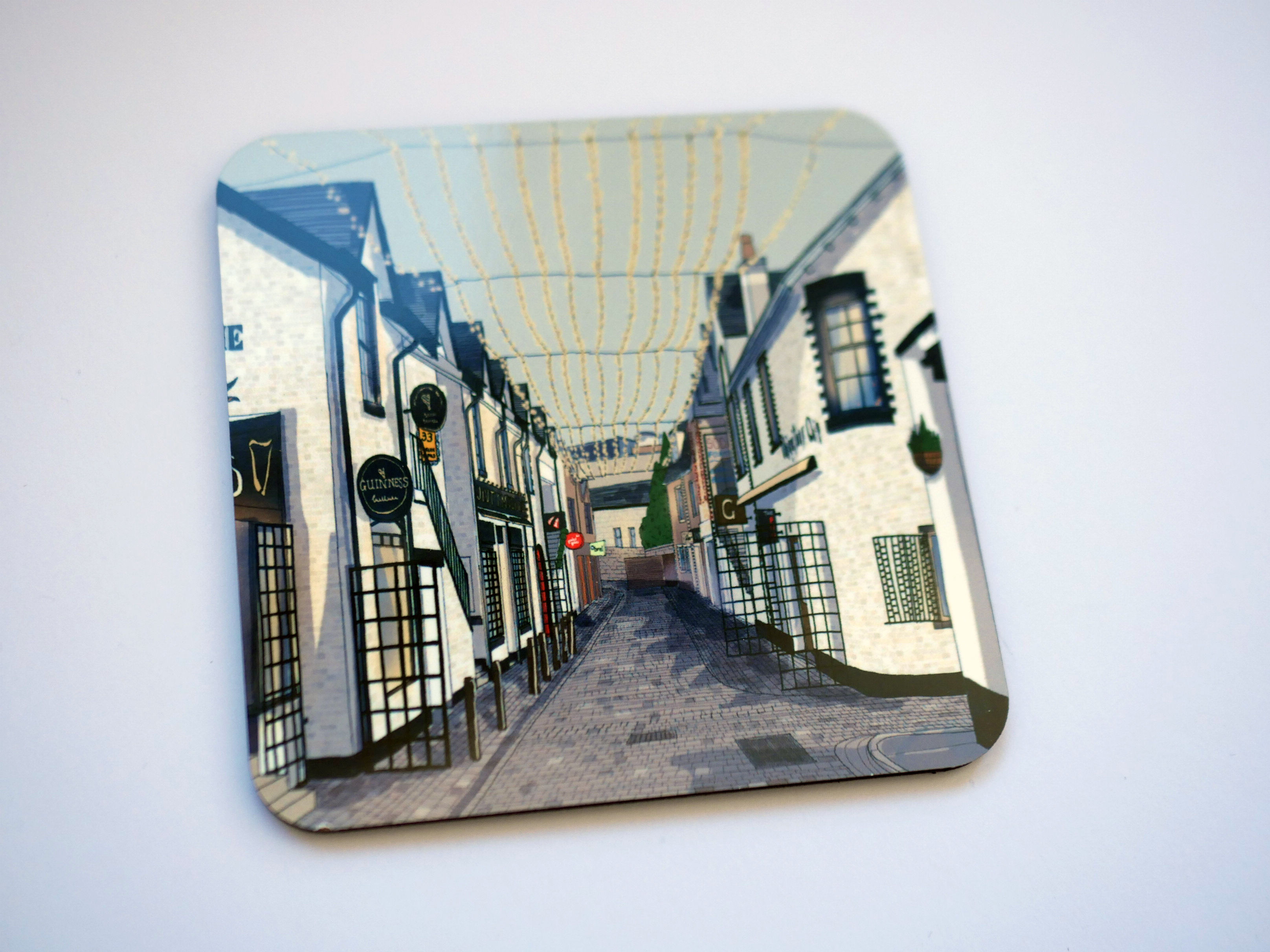 WS Ashton Lane Glasgow, Illustrated Coaster, Pack of 6
