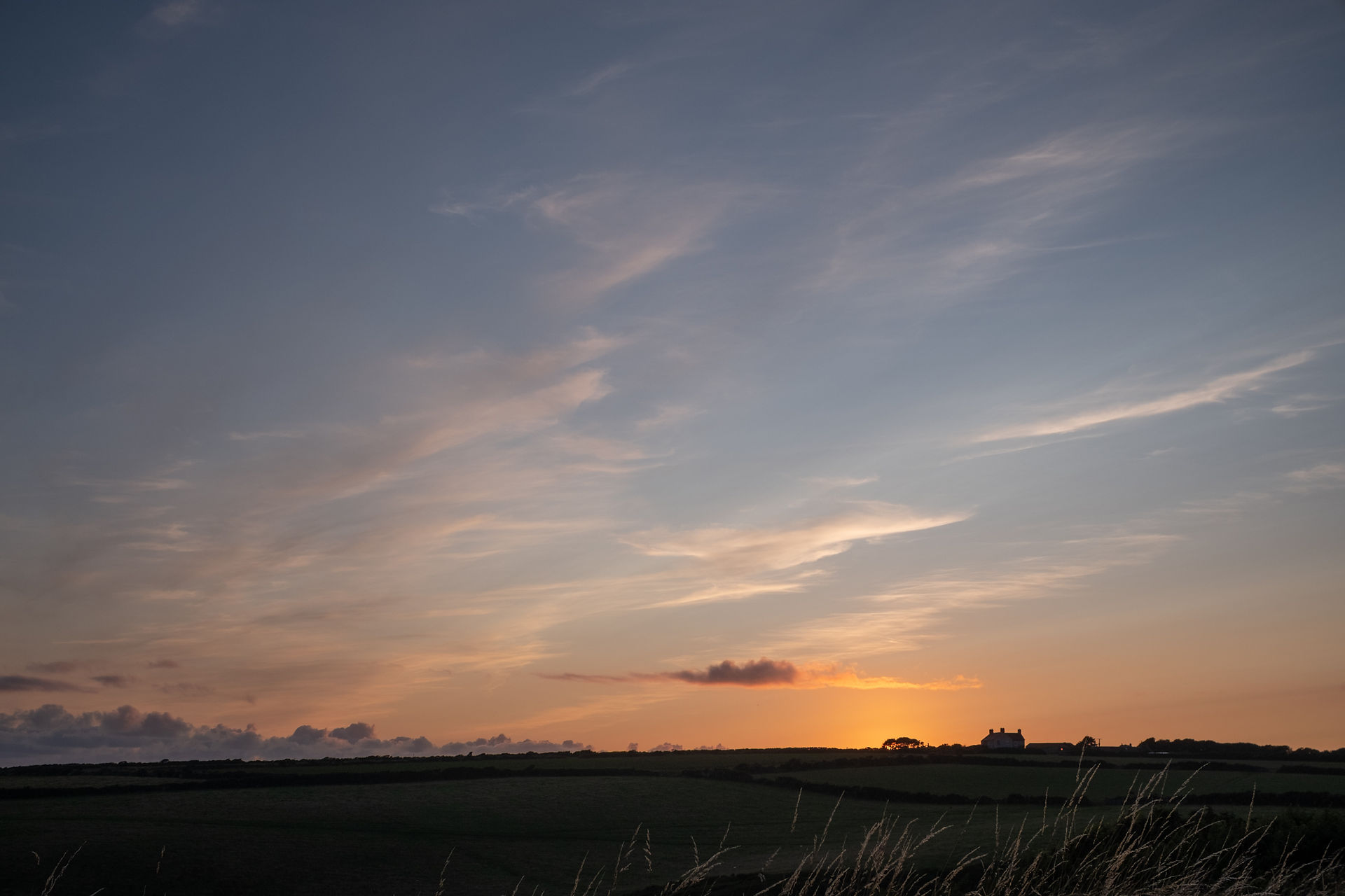 Sunset over Cornish fields
