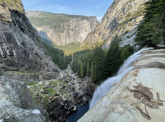view from the top of Vernal Falls, Yosemite Valley, California