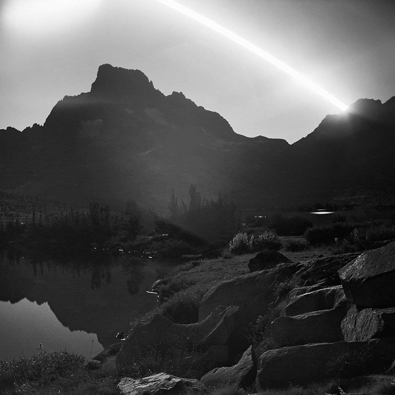 film moontrail over Thousand Island Lake, Ansel Adams Wilderness California