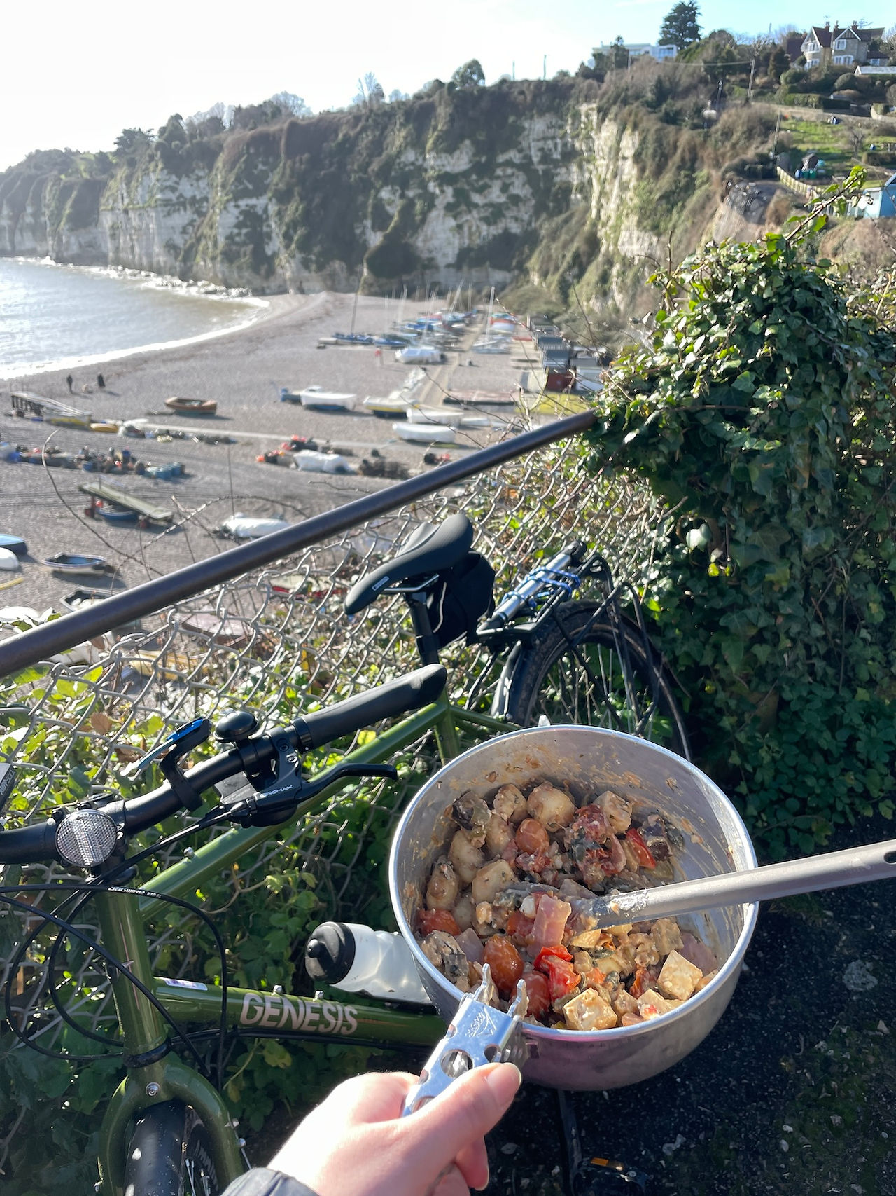 Lunch overlooking Beer bay, Devon