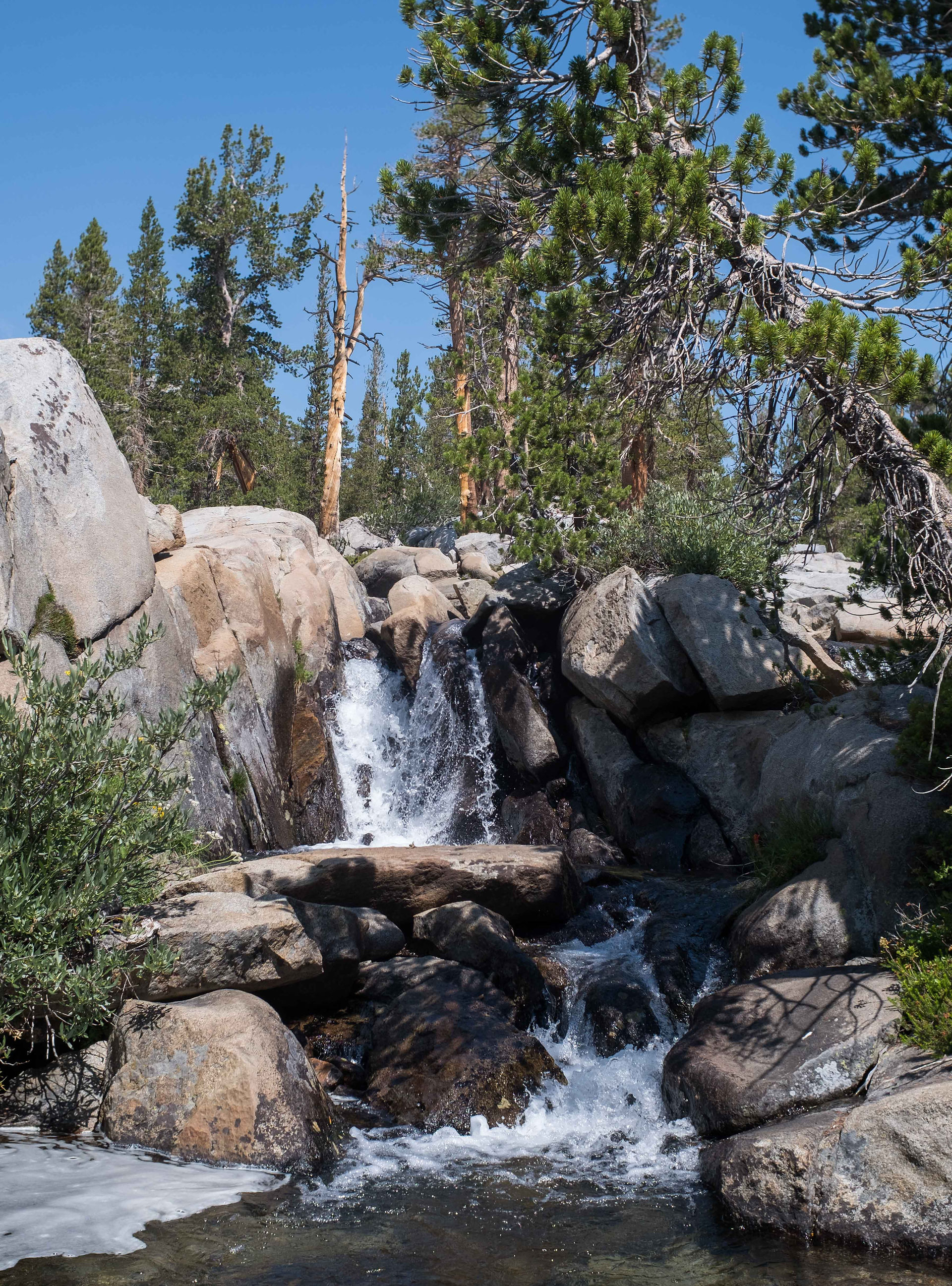 waterfall on John Muir Trail Ansel Adams Wilderness California
