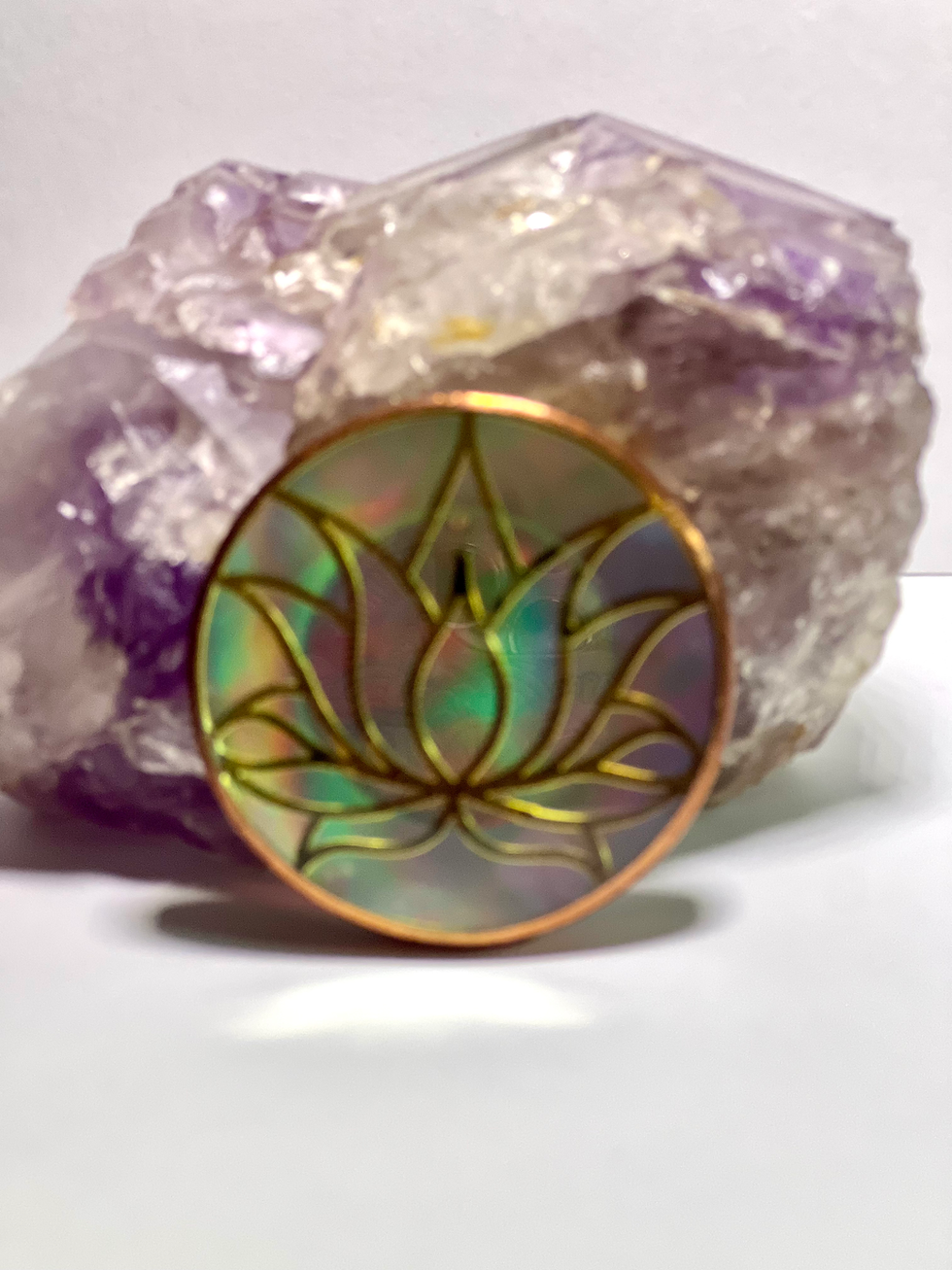 Thumbnail: 18kt Gold Lotus Lavendar Dichroic 2” Disc 