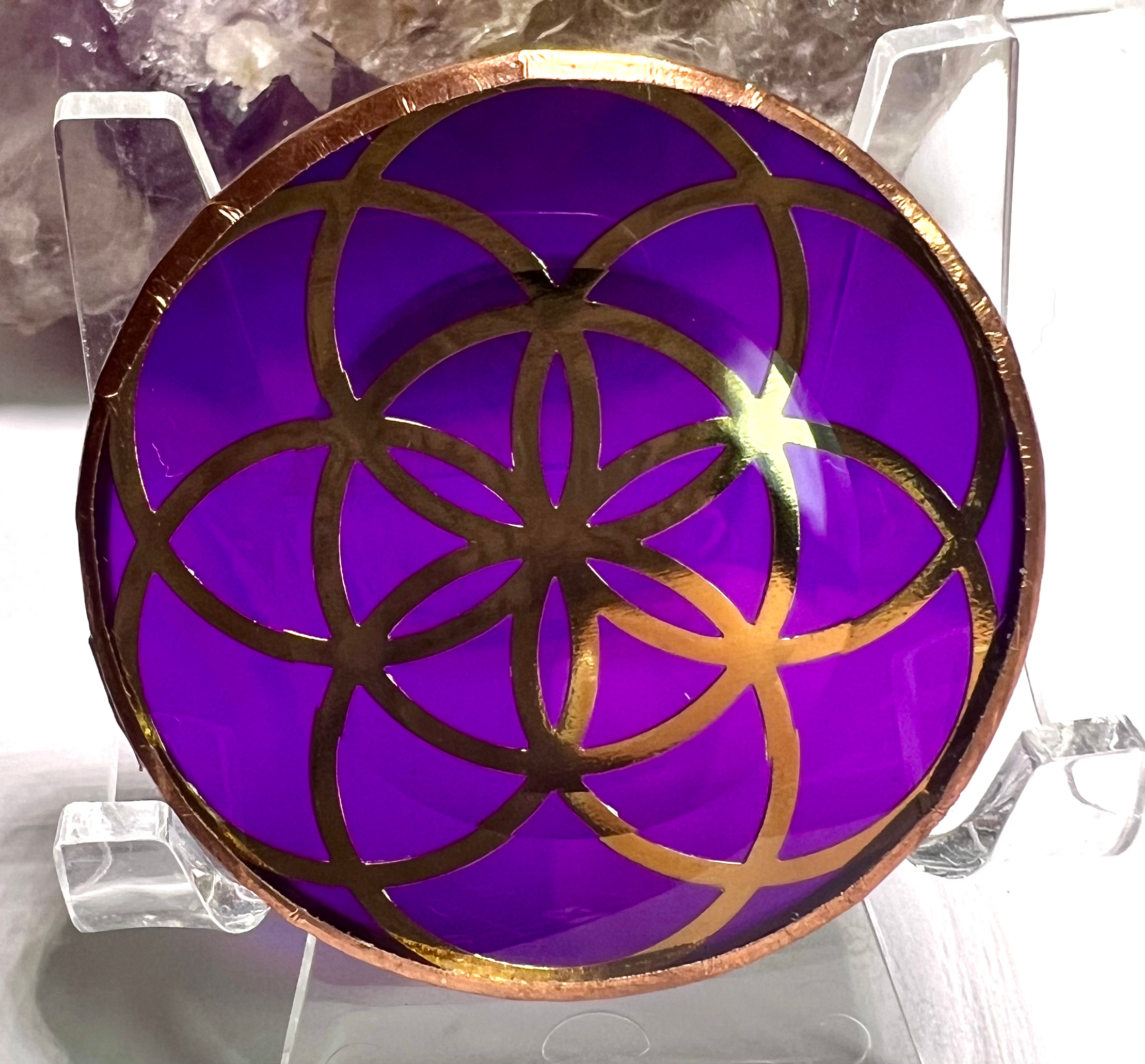 18kt Seed of Life on Purple Gel FSHD 2” 