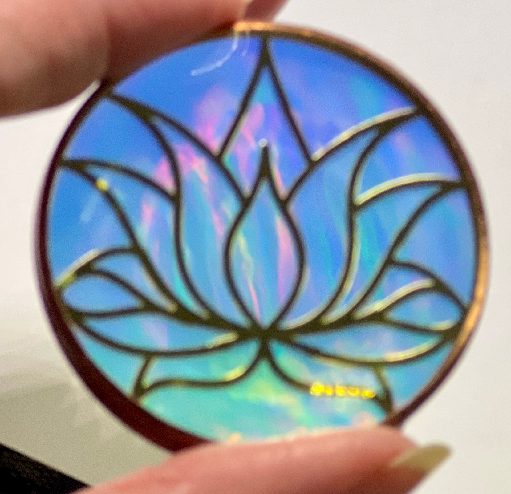 18kt Gold Lotus Lavendar Dichroic 2” Disc