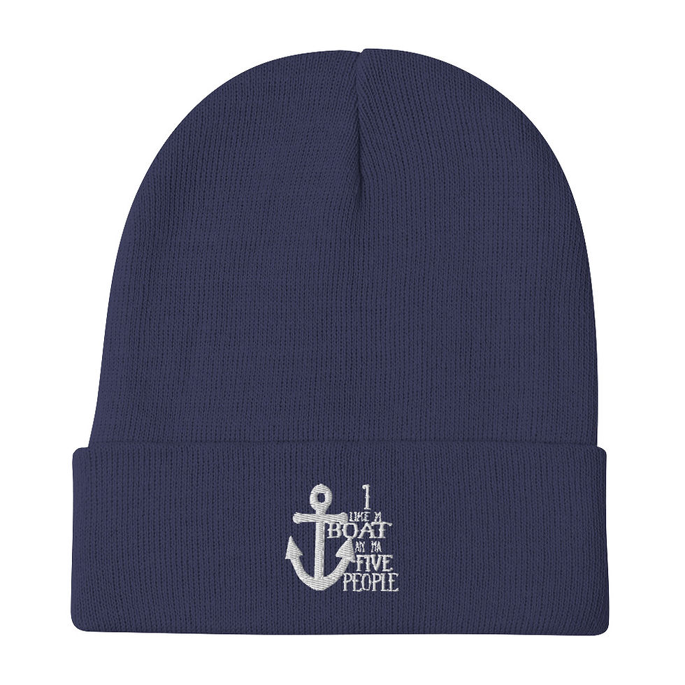 I Like My Boat Embroidered Beanie