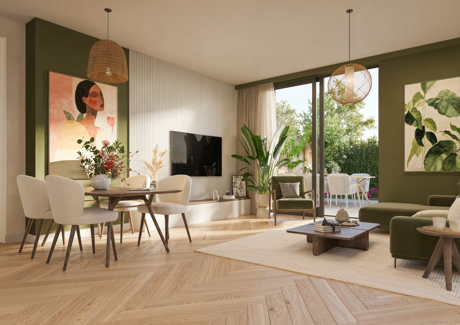 Senioren woning vol groen met een modern interieur voor het project het prijsse achtererf