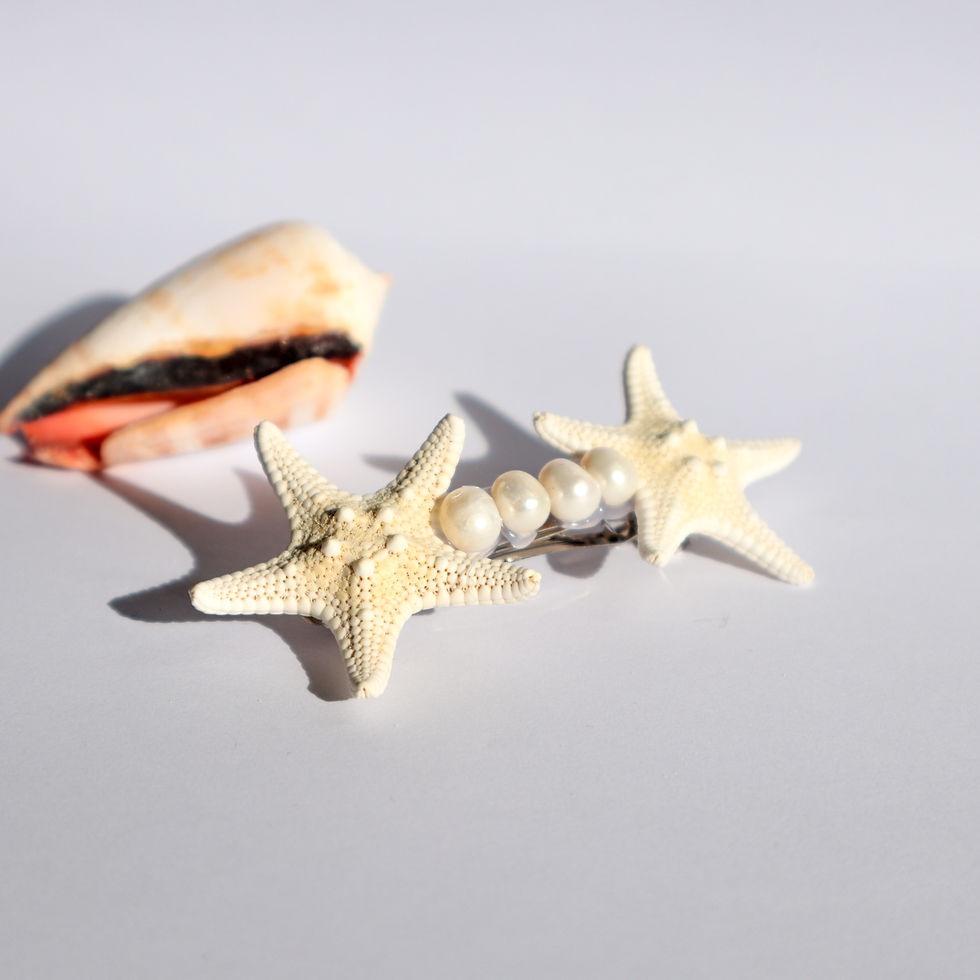 Miniatura: Fermaglio per capelli sposa cerimonia vere perle  vere stelle marine