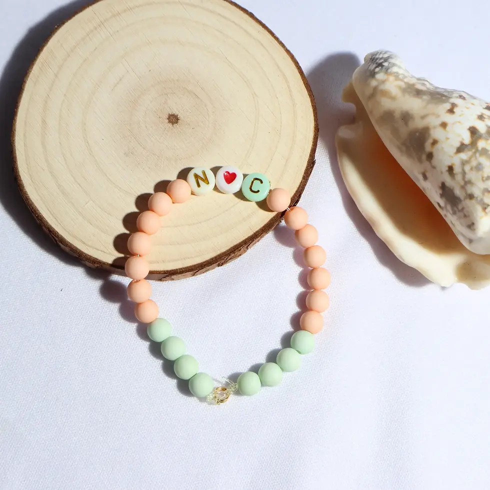 Miniatura: Bracciale personalizzato elastico con lettere iniziali