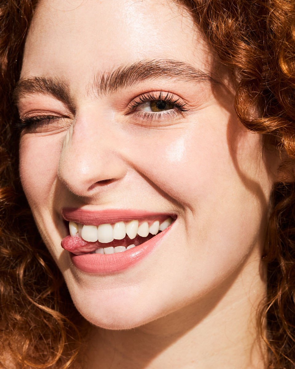 close up glowing skin and natural makeup