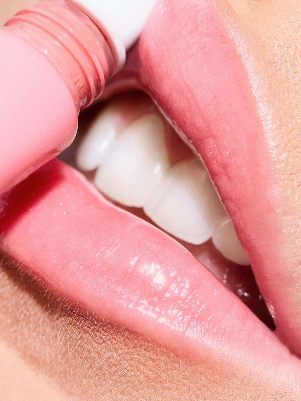 pink lips with cream product