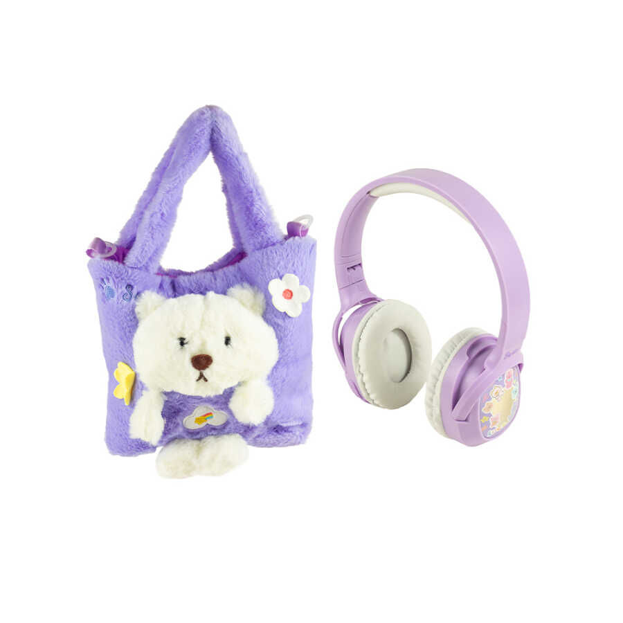 Thumbnail: Slusalki Bluetooth Cute Bear Purple KE-51