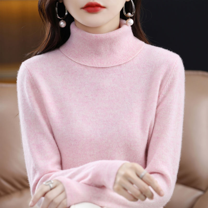 Thumbnail: 100% Merino Wool Cashmere Sweater Women Knitted Sweater Turtleneck Long Sleeve P