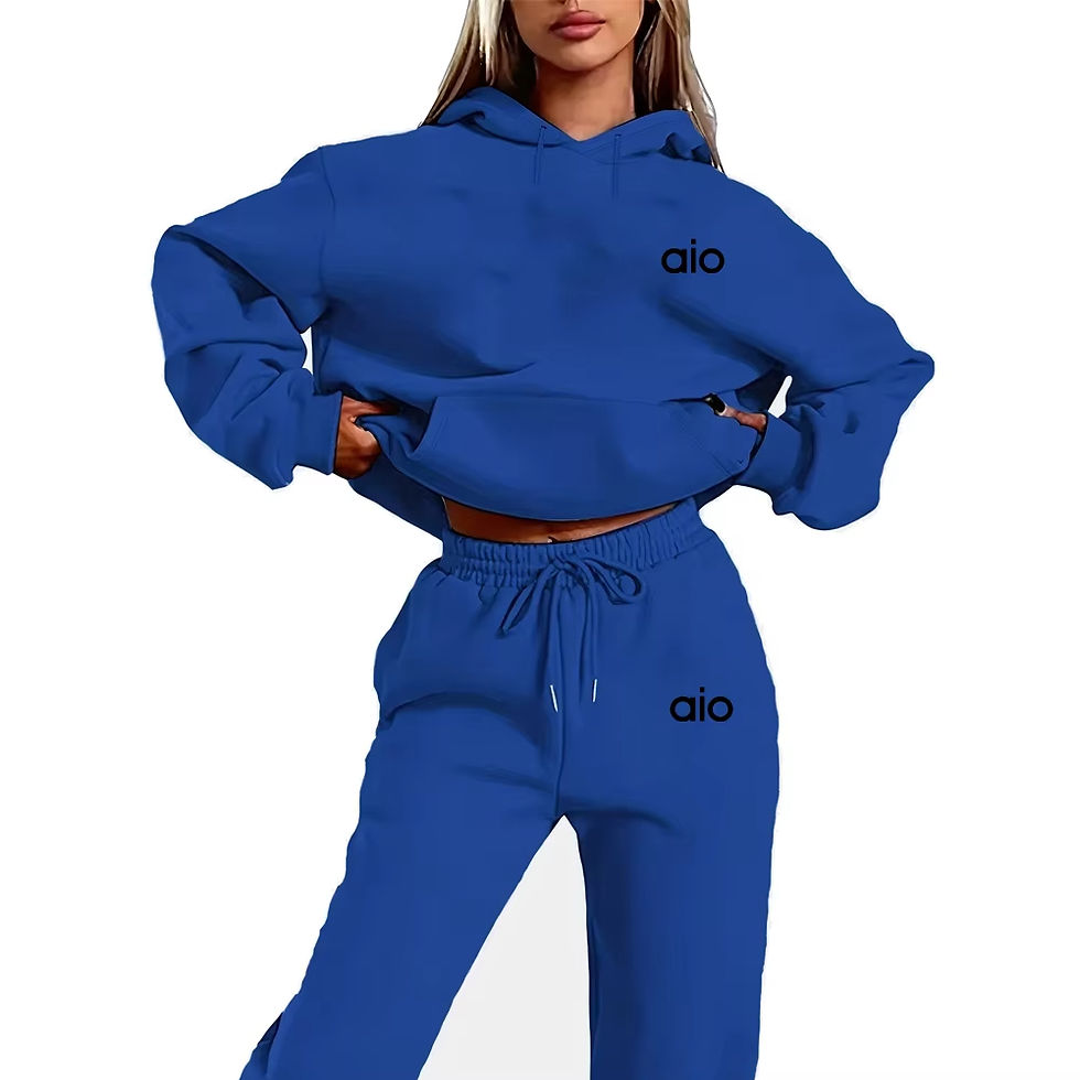 Thumbnail: ai Printing High Quality Women Monochrome Hooded Hoodie Set Casual Two-Piece Set