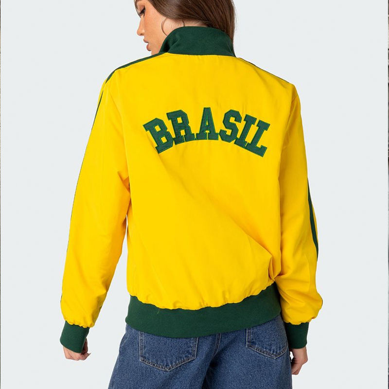 Thumbnail: BRASIL Yellow Vintage Jackets Women's Oversized Harajuku Zipper Windbreaker Y2k 
