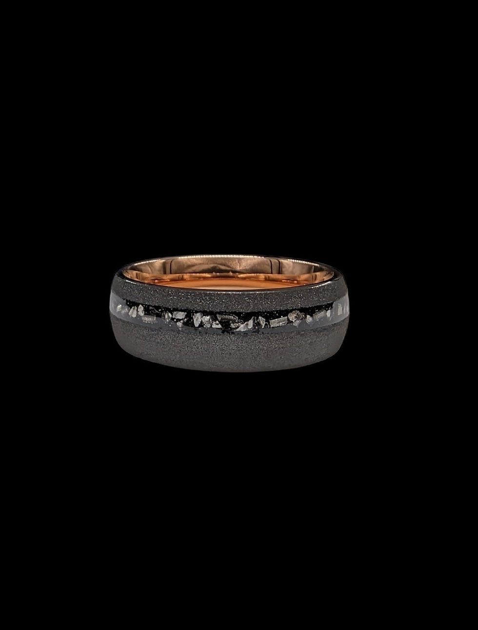 Thumbnail: MPACT - Sandblasted Tungsten Carbon & Aletai Meteorite & Gold Men's Wedding Ring Band
