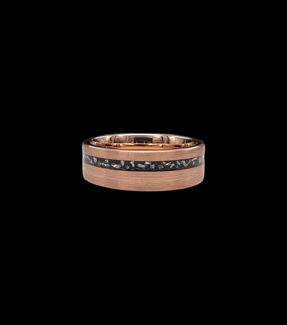 Thumbnail: IRON DRAGON - Rose Gold X Tungsten Carbide X Aletai Meteorite Men's Wedding Ring Band