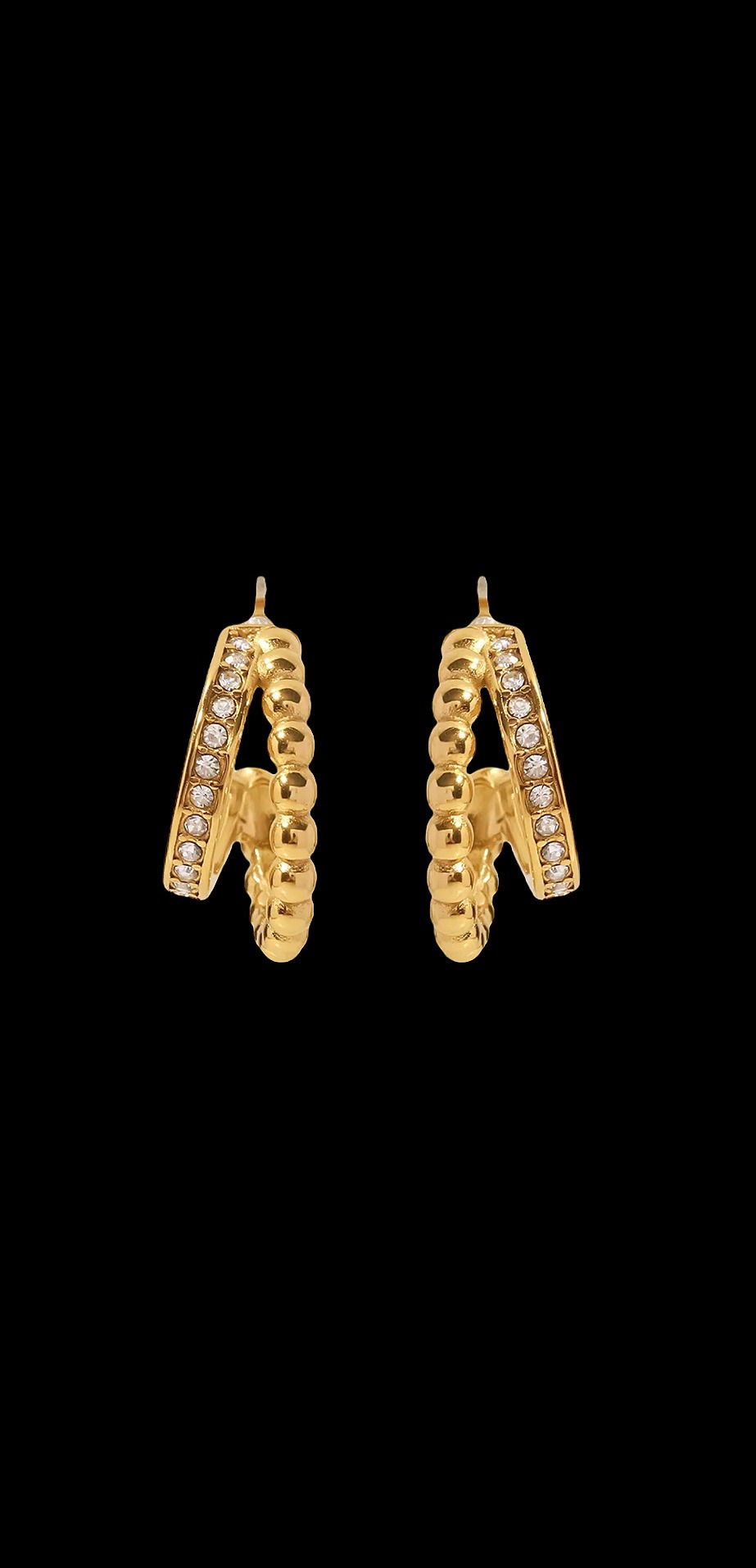 Thumbnail: TIA - 18k Gold X Cubic Zirconia Double Hoop Earring