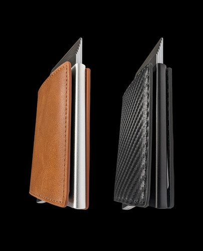 Mini Pop Up Wallet - Leather / Carbon Fiber | URBN X MDRN
