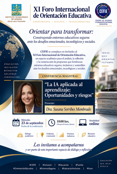 Dra. Susana Sorribes Membrado, colaboradora de CEFIE, participará en el XI Foro Internacional de Orientación Educativa