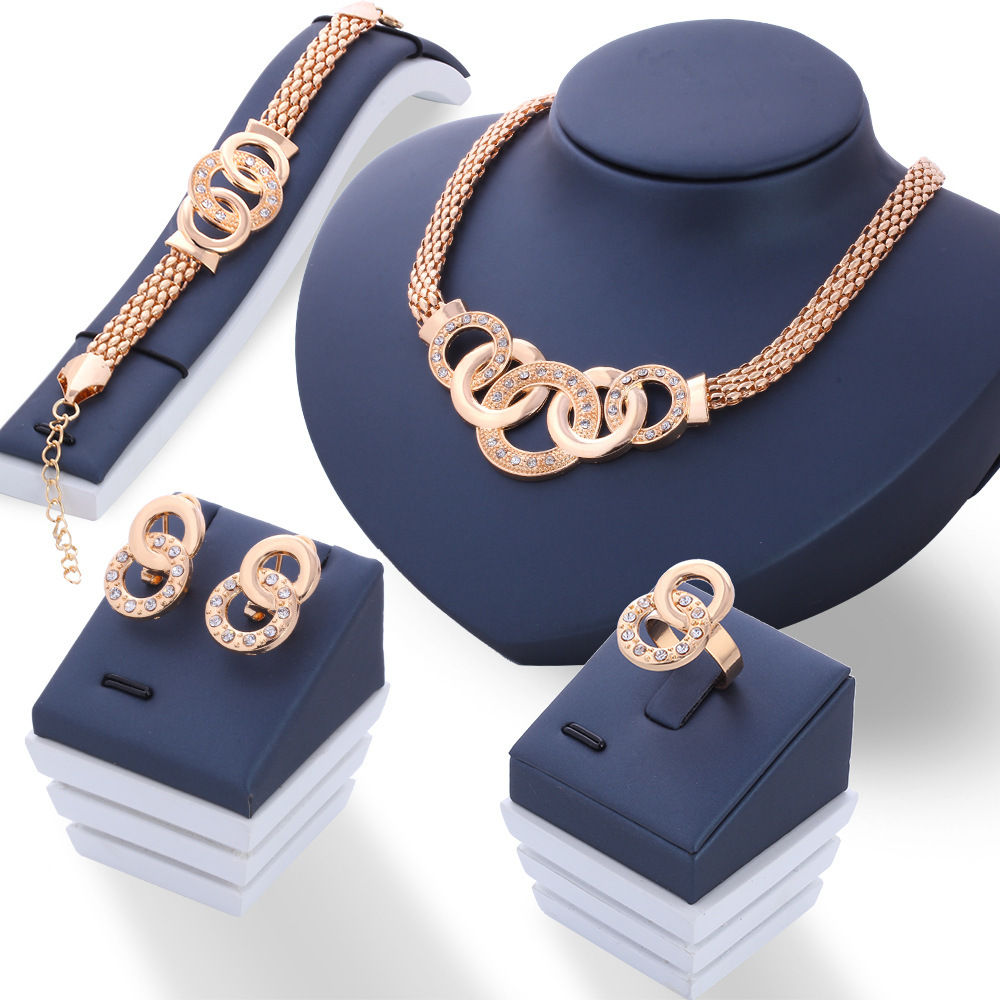 Fashion European and American five-ring suit necklace earrings bracelet ring fou
