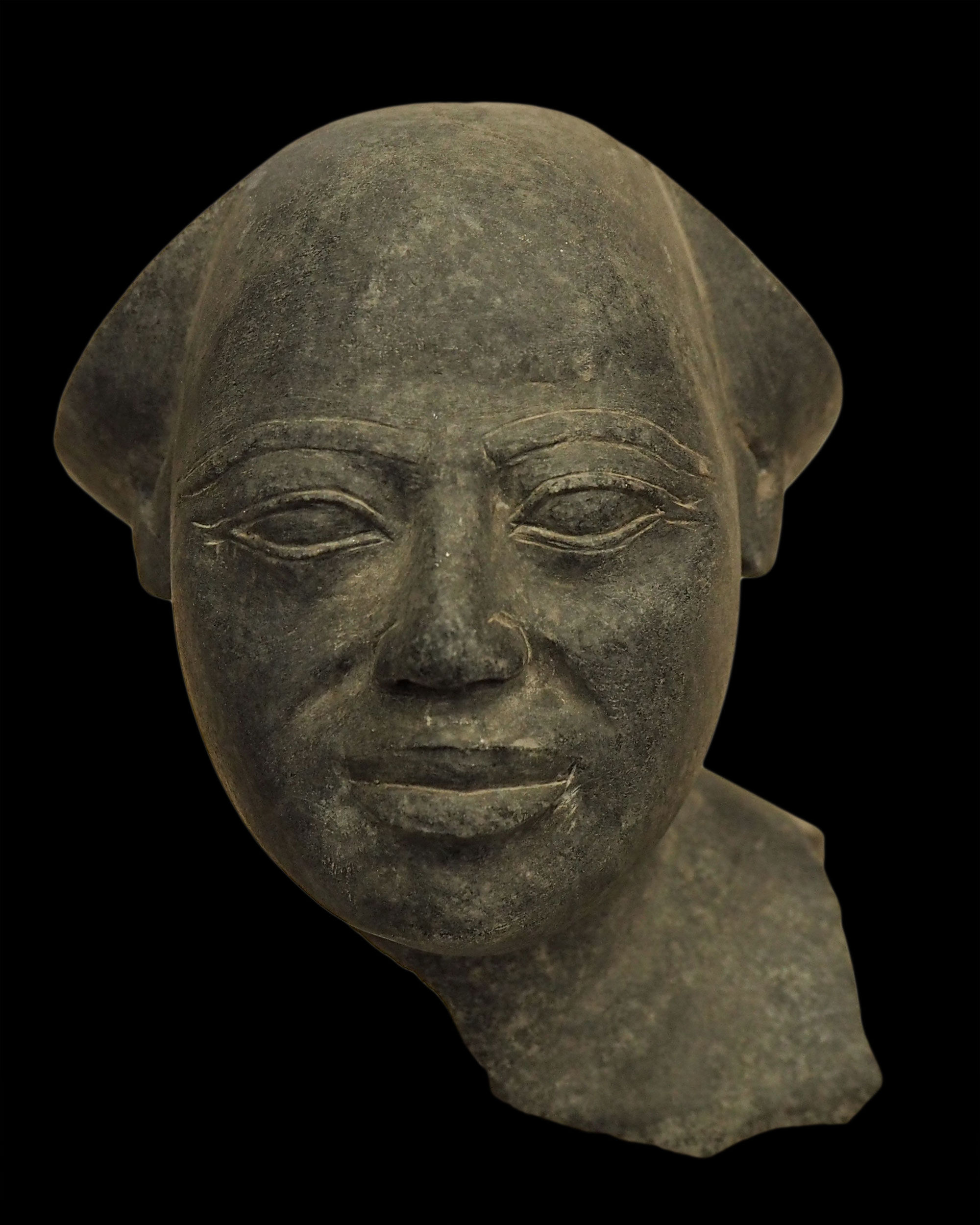 Egyptian black schist head of Montuemhat