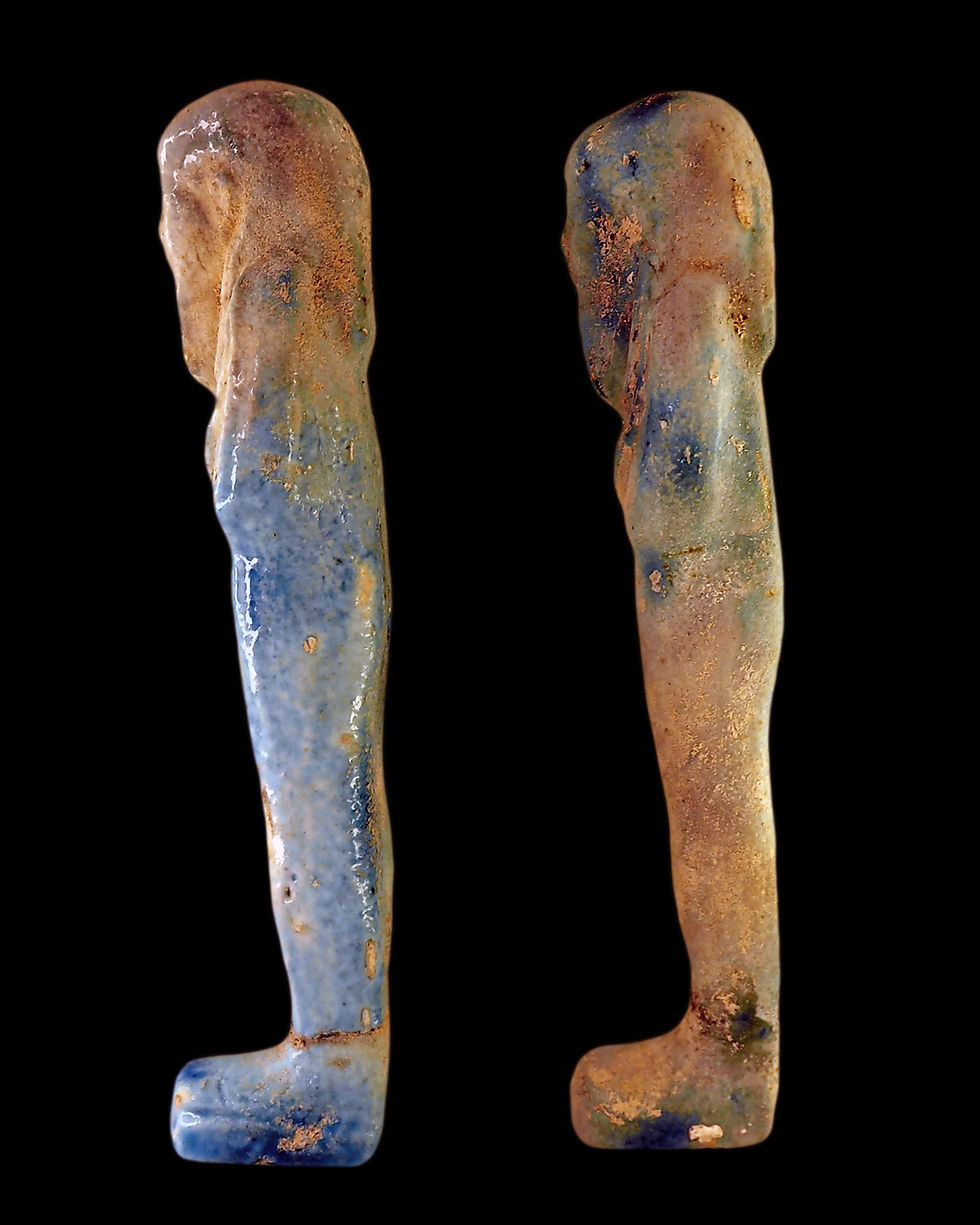 Thumbnail: 2 faience Egyptian ushabtis