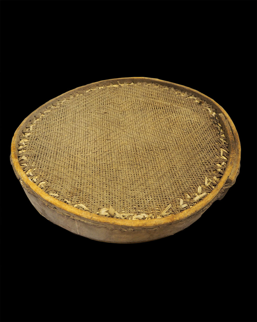 Thumbnail: Antique wooden and leather sieve / grain sifter