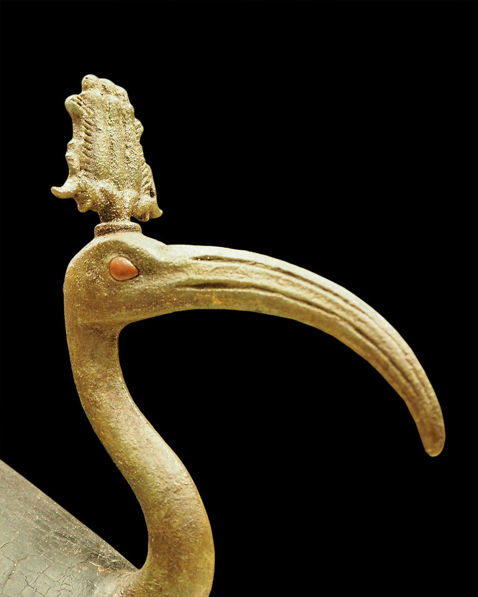 Thumbnail: Standing Ibis made of bronze and wood