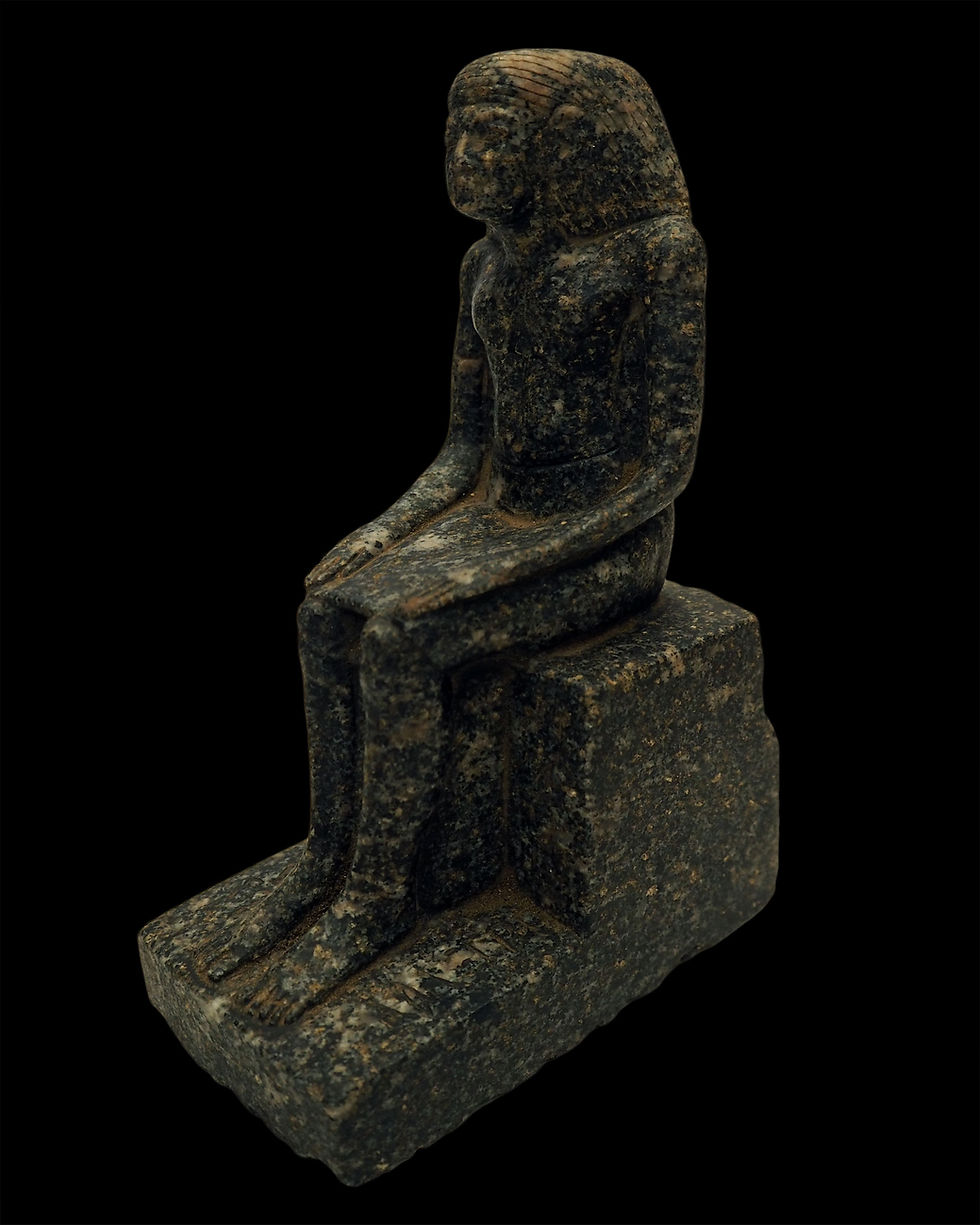 Thumbnail: Egyptian seated statue of a priest made of granite