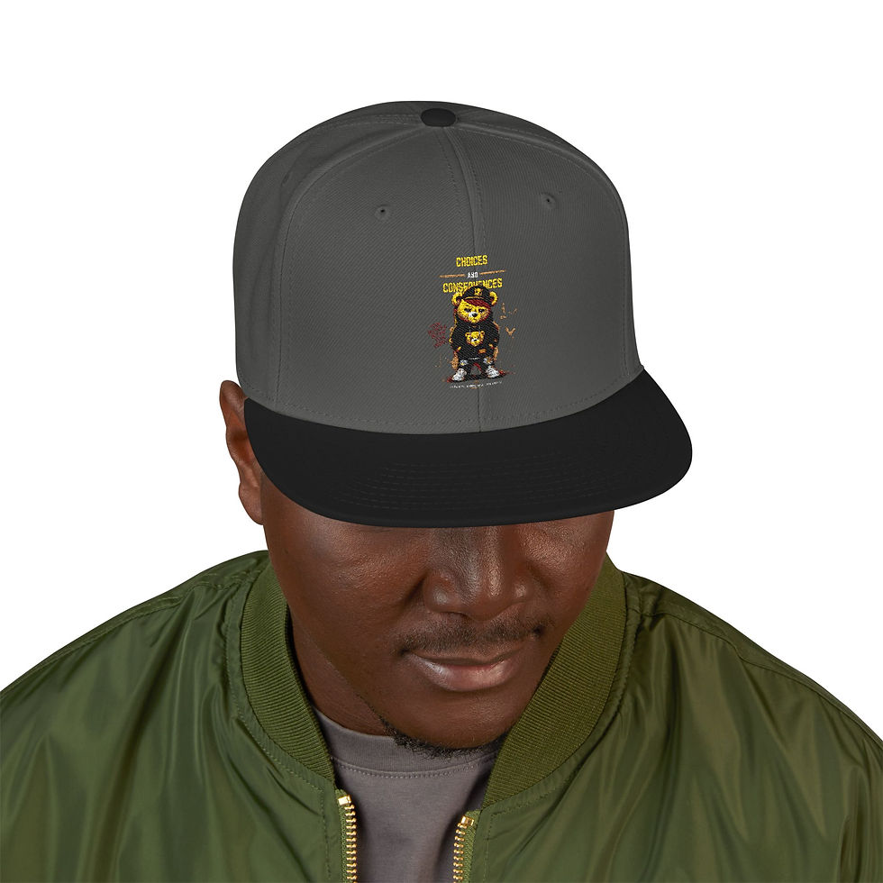 Thumbnail: Embroidered Streetstyle Snapback Cap — Gold Pixel Character Design