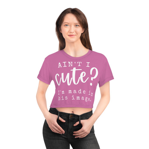 [ KIRSH ]★REFLECTIVE GRAPHIC CROP T-SHIRT Light Reflective T-Shirt | OFF-WRLD TECHWEAR