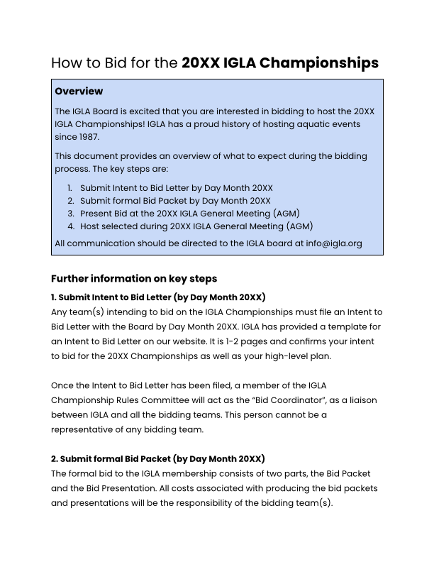 LGBT Aquatic Bid Document