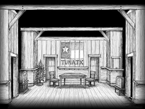 a tuna christmas scenery rendering sketch