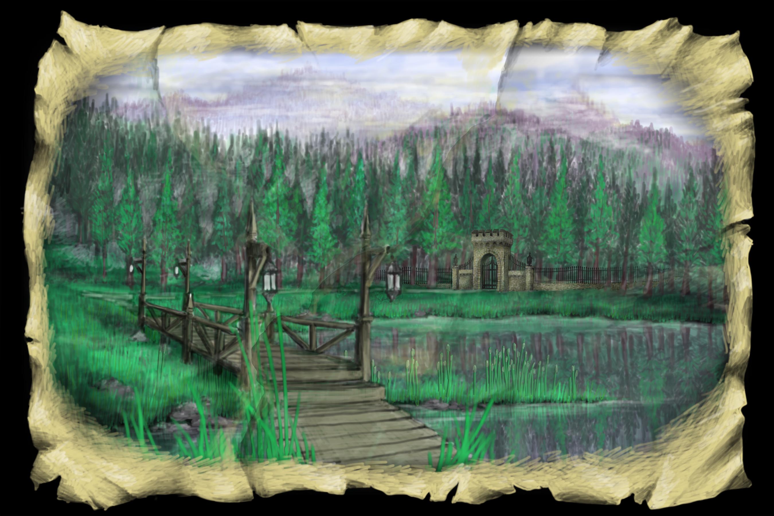 Scene 2i. Lake and Bridge, Restored