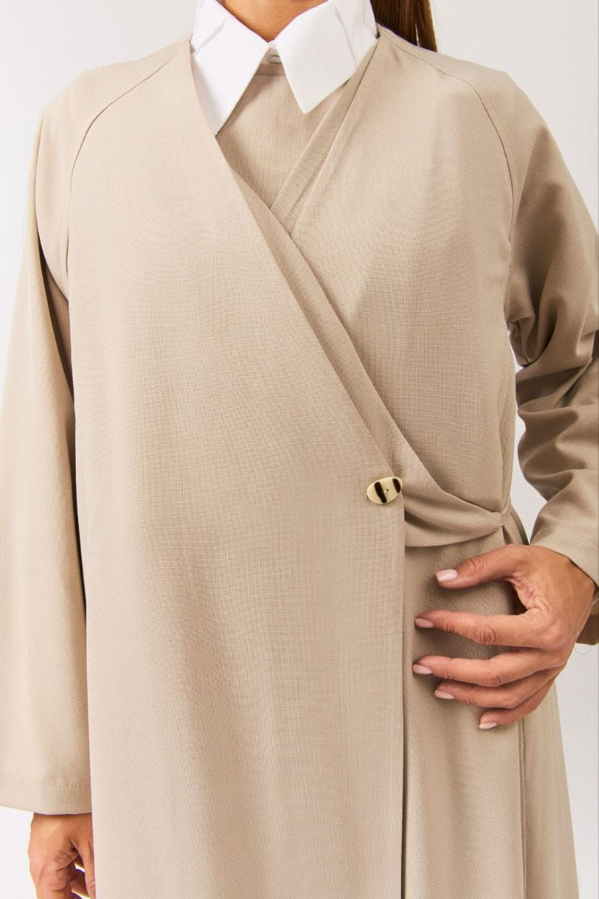 Thumbnail: V Neck Tie Abaya Stone