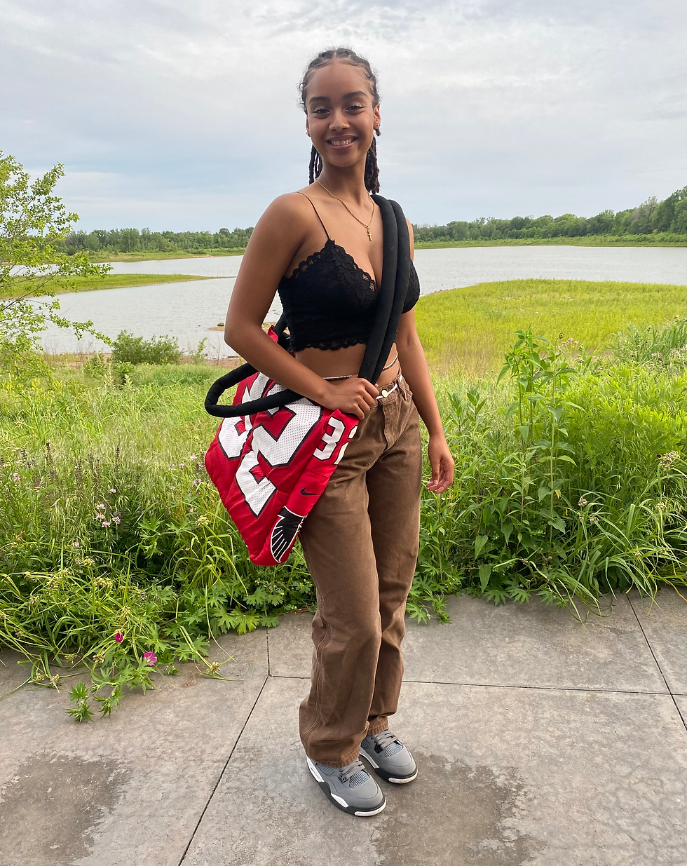 Thumbnail: Upcycled Atlanta Falcons Large Puffer Tote