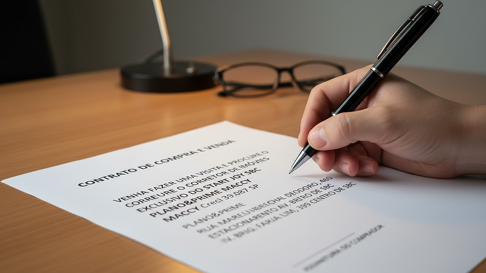 Close-up view of a real estate contract being signed