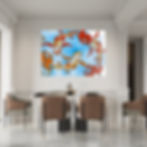 Thumbnail: Mosaic Koi Blue Watercolor Pond Dining Room Wall