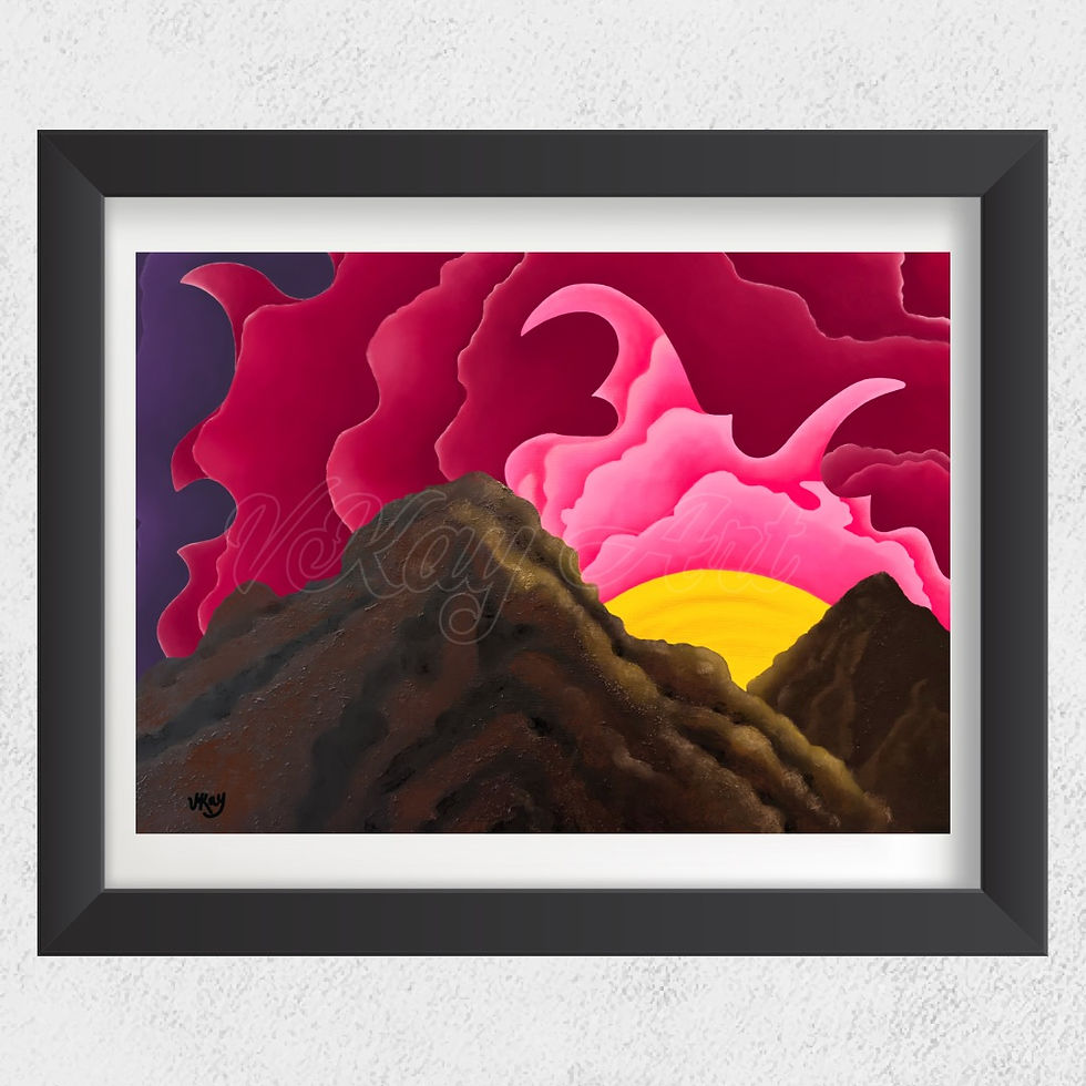 Thumbnail: Vibrant Abstract Sunrise over Mountains in Black Frame
