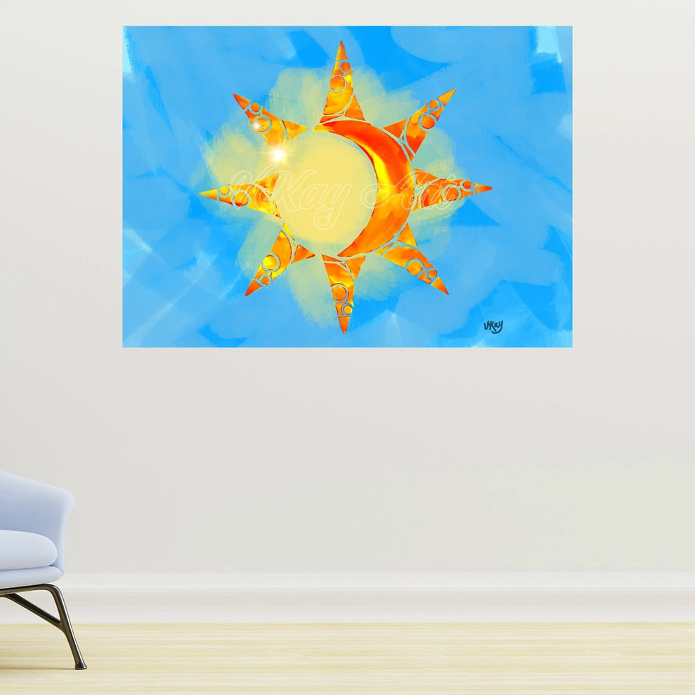 Thumbnail: Mosaic Sun Abstract Art Poster Beige Wall