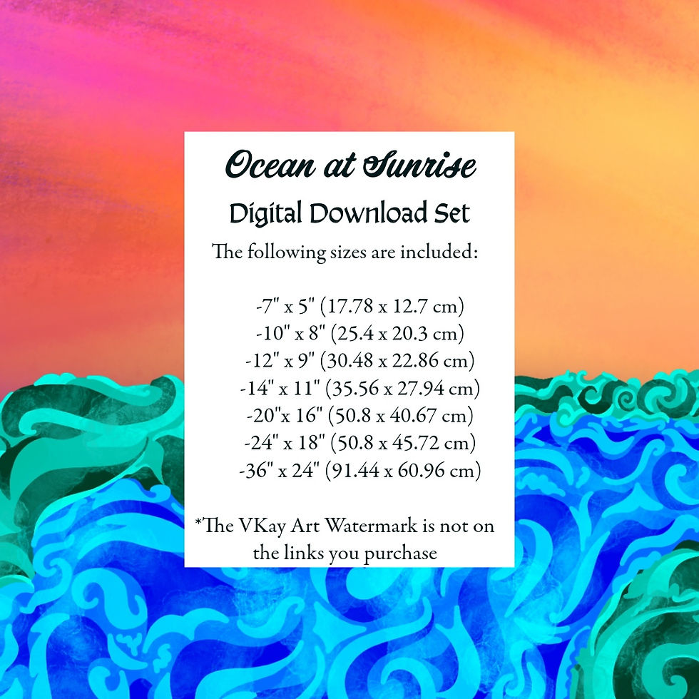 Thumbnail: Bright Abstract Ocean Watercolor Style Sunrise Background Digital Download Sizes