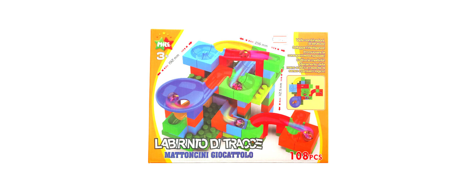 Labirint s kuglicama – set kocki 108 dijelova