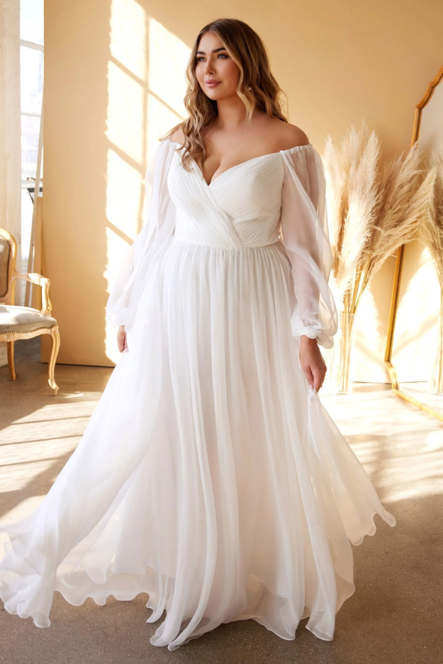 Thumbnail: Chiffon simple affordable a line wedding dress