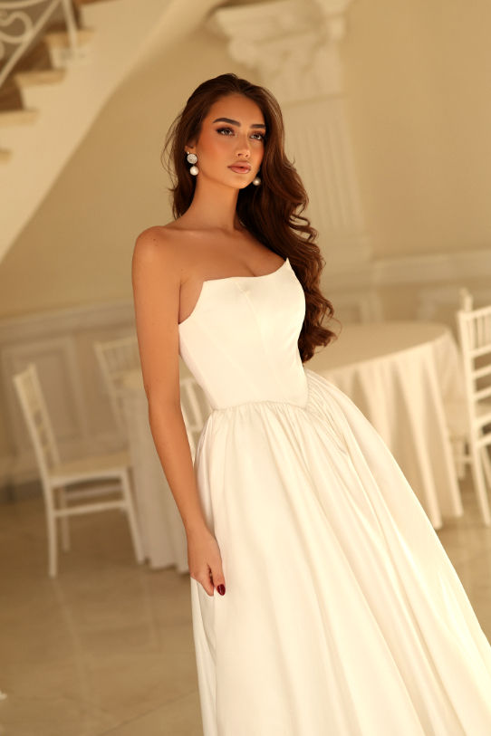 Thumbnail: Danbury TW622 Tina Holly strapless satin princess wedding dress with basque waist