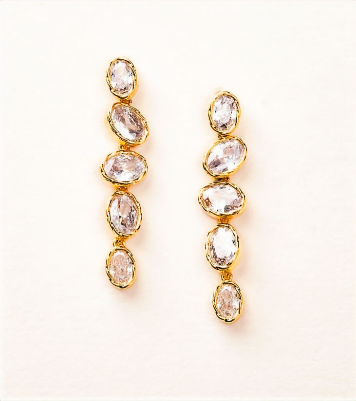 Earrings Lisbon modern gold dangle with crystal