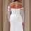 Thumbnail: Satin fitted wedding dress with sleeves