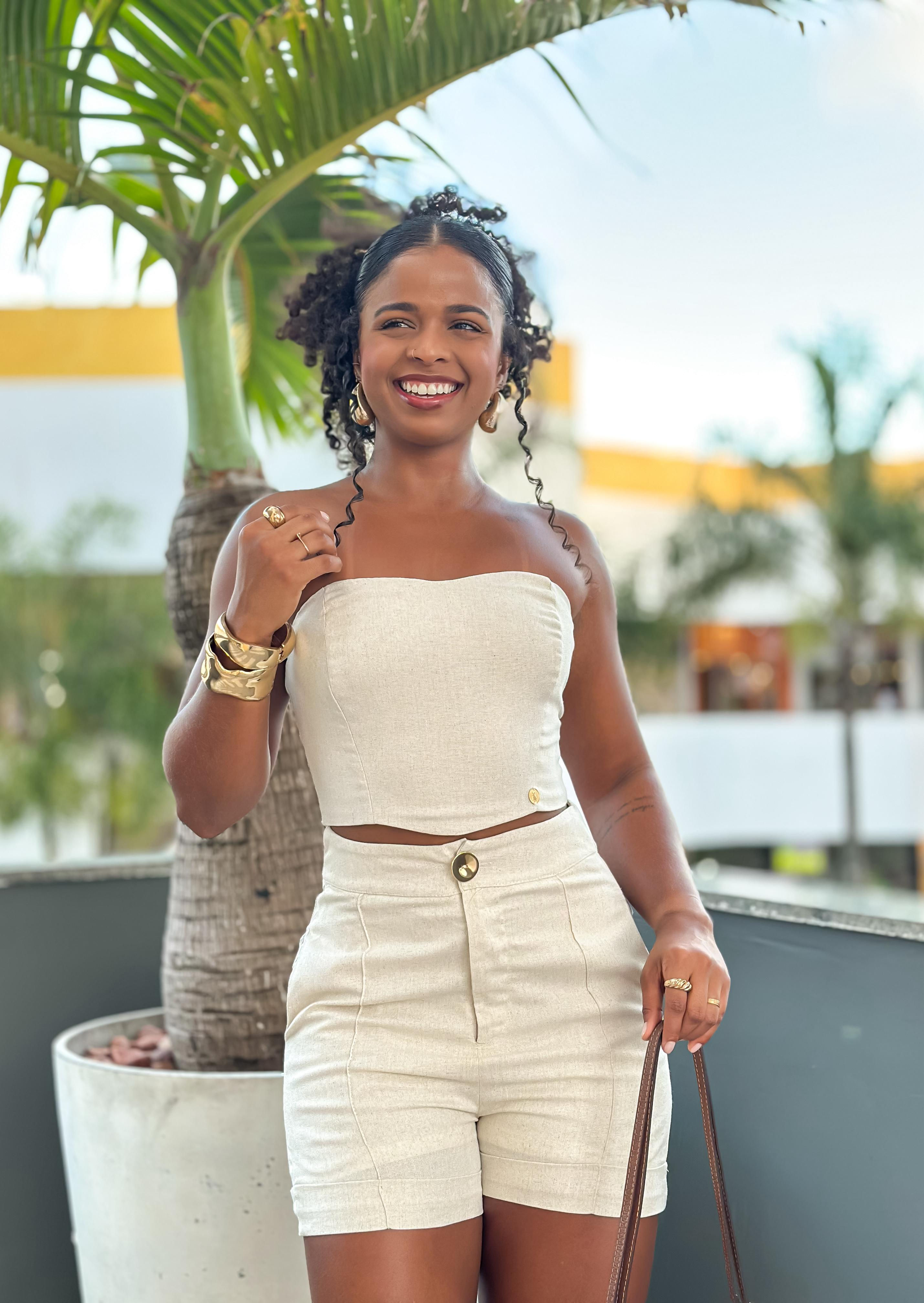 Top Cropped Abotoamento Costas